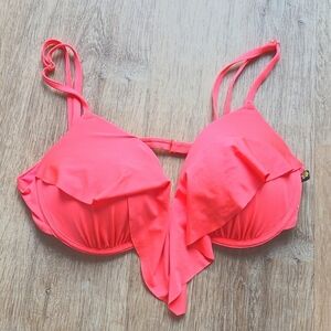 NWOT LA VIE EN ROSE Aqua Neon Pink Bikini Top size L